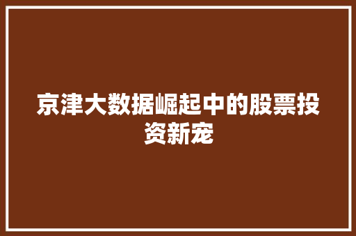 京津大数据崛起中的股票投资新宠
