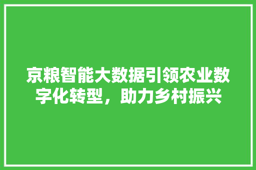 京粮智能大数据引领农业数字化转型，助力乡村振兴