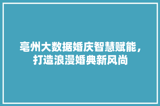 亳州大数据婚庆智慧赋能，打造浪漫婚典新风尚