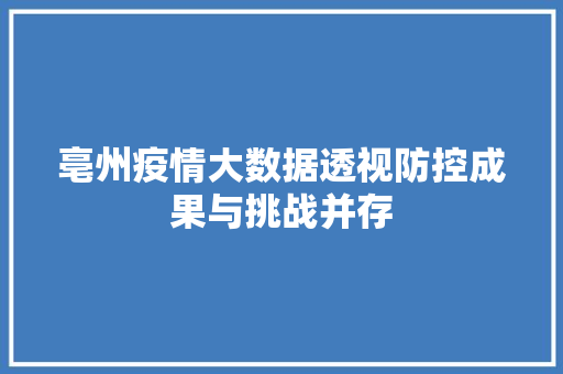 亳州疫情大数据透视防控成果与挑战并存