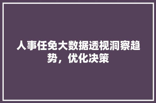 人事任免大数据透视洞察趋势，优化决策