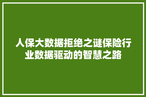 人保大数据拒绝之谜保险行业数据驱动的智慧之路