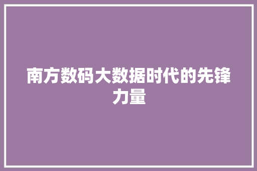 南方数码大数据时代的先锋力量 网络技术