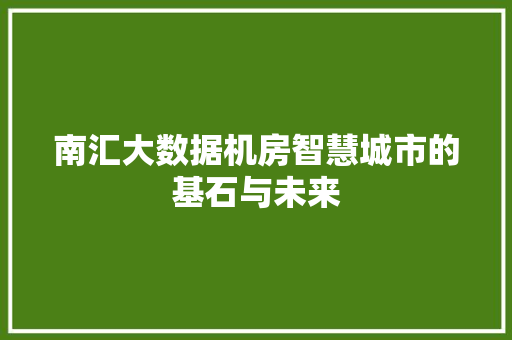 南汇大数据机房智慧城市的基石与未来 电脑基础 南汇大数据机房智慧城市的基石与未来 电脑基础