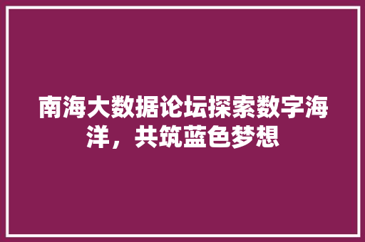南海大数据论坛探索数字海洋，共筑蓝色梦想 电脑基础