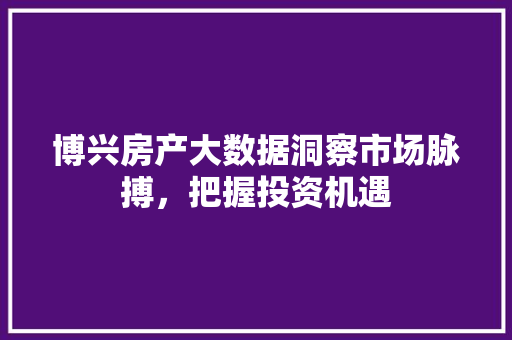 博兴房产大数据洞察市场脉搏，把握投资机遇 电脑基础