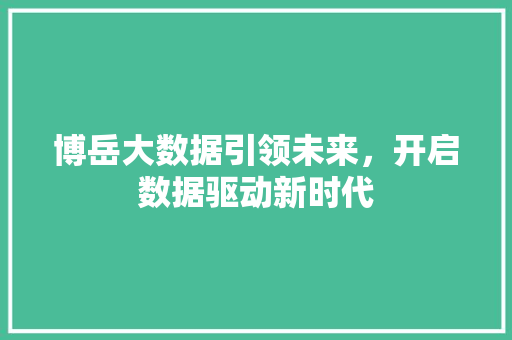 博岳大数据引领未来,开启数据驱动新时代 编程语言 博岳大数据引领未来,开启数据驱动新时代 编程语言