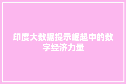 印度大数据提示崛起中的数字经济力量