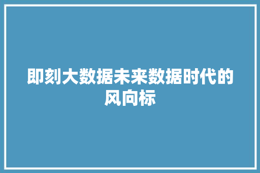 即刻大数据未来数据时代的风向标