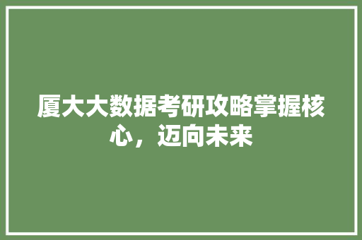 厦大大数据考研攻略掌握核心，迈向未来 电脑基础