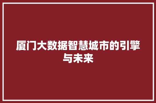 厦门大数据智慧城市的引擎与未来 网络技术 厦门大数据智慧城市的引擎与未来 网络技术