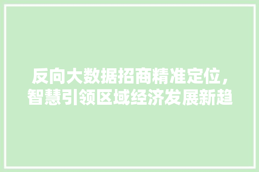 反向大数据招商精准定位,智慧引领区域经济发展新趋势 电脑故障维修 反向大数据招商精准定位,智慧引领区域经济发展新趋势 电脑故障维修