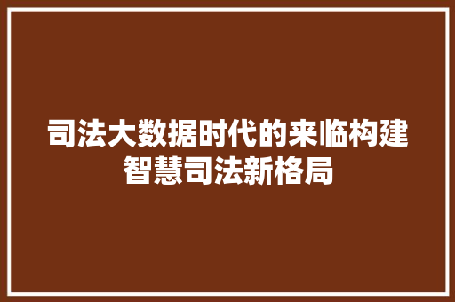 司法大数据时代的来临构建智慧司法新格局