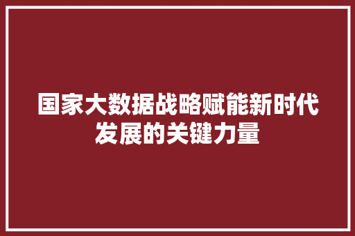 国家大数据战略赋能新时代发展的关键力量 操作系统 国家大数据战略赋能新时代发展的关键力量 操作系统