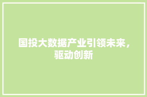 国投大数据产业引领未来,驱动创新 编程语言 国投大数据产业引领未来,驱动创新 编程语言
