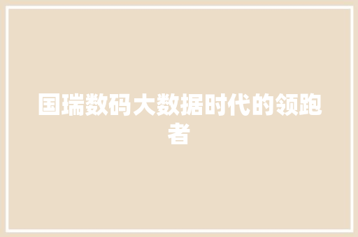 国瑞数码大数据时代的领跑者 编程语言 国瑞数码大数据时代的领跑者 编程语言