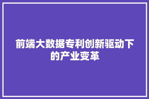前端大数据专利创新驱动下的产业变革