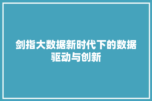 剑指大数据新时代下的数据驱动与创新