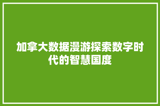 加拿大数据漫游探索数字时代的智慧国度 电脑故障维修 加拿大数据漫游探索数字时代的智慧国度 电脑故障维修