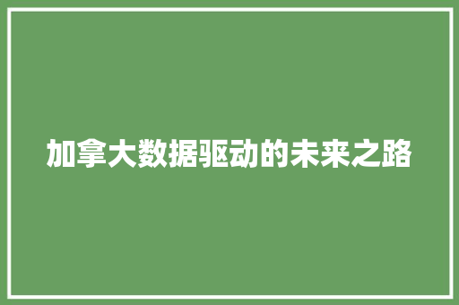 加拿大数据驱动的未来之路