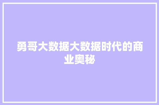 勇哥大数据大数据时代的商业奥秘 电脑基础