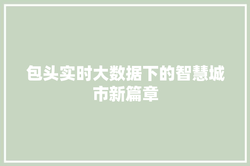 包头实时大数据下的智慧城市新篇章 编程语言