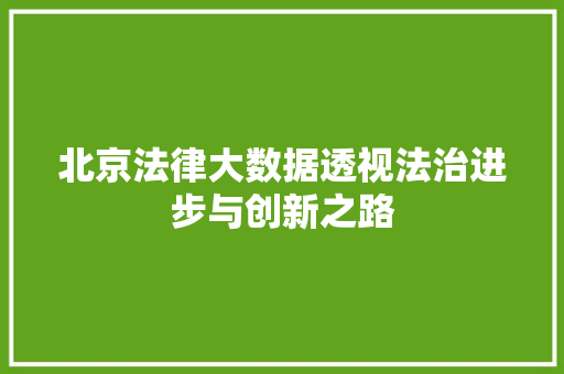 北京法律大数据透视法治进步与创新之路 编程语言
