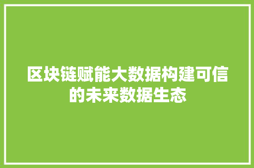 区块链赋能大数据构建可信的未来数据生态 电脑故障维修