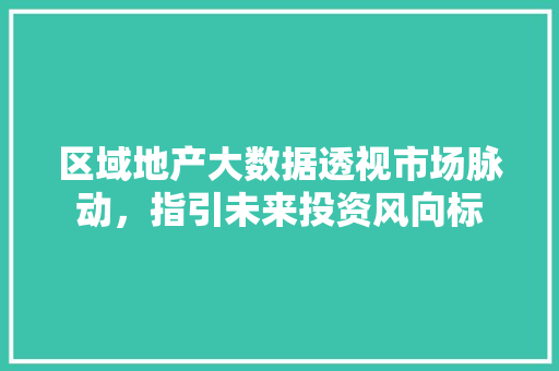 区域地产大数据透视市场脉动，指引未来投资风向标