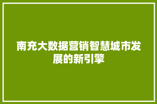 南充大数据营销智慧城市发展的新引擎