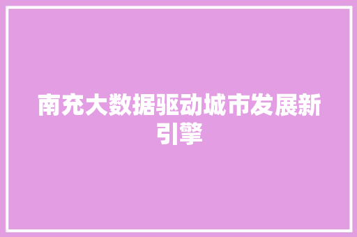 南充大数据驱动城市发展新引擎
