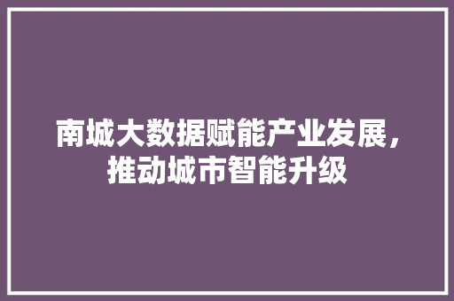 南城大数据赋能产业发展，推动城市智能升级
