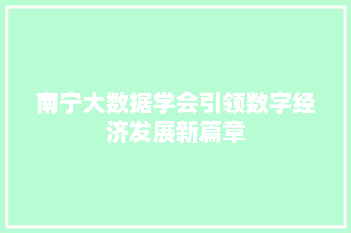 南宁大数据学会引领数字经济发展新篇章