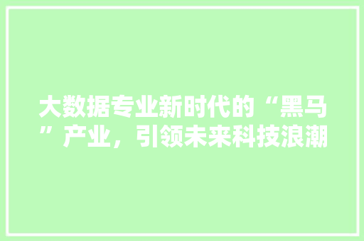 大数据专业新时代的“黑马”产业，引领未来科技浪潮