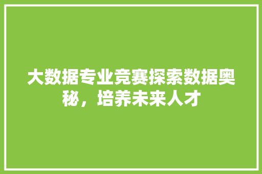 大数据专业竞赛探索数据奥秘，培养未来人才