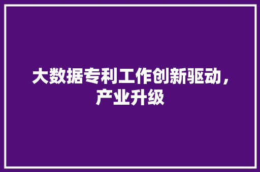 大数据专利工作创新驱动，产业升级