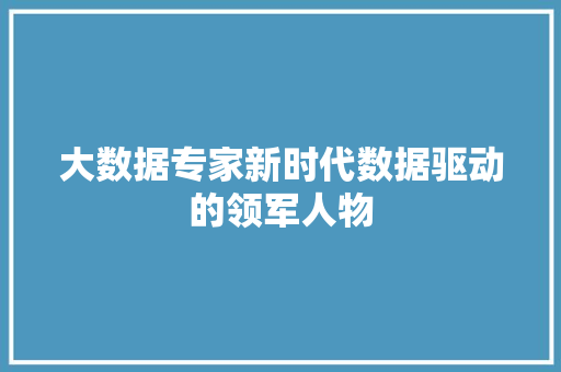 大数据专家新时代数据驱动的领军人物