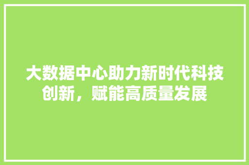大数据中心助力新时代科技创新，赋能高质量发展
