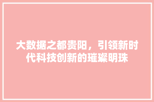 大数据之都贵阳，引领新时代科技创新的璀璨明珠