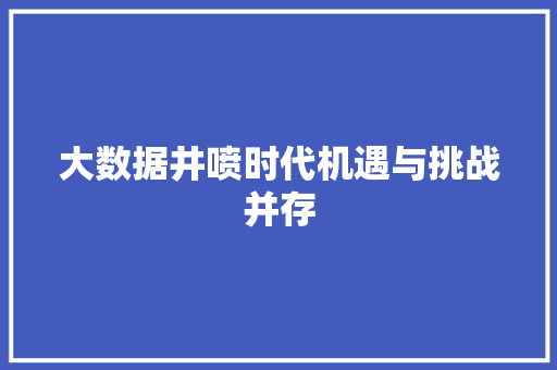 大数据井喷时代机遇与挑战并存