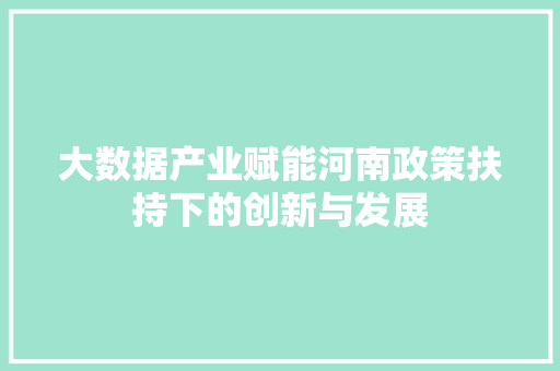 大数据产业赋能河南政策扶持下的创新与发展