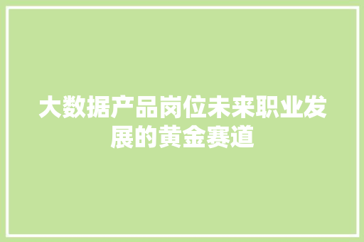大数据产品岗位未来职业发展的黄金赛道