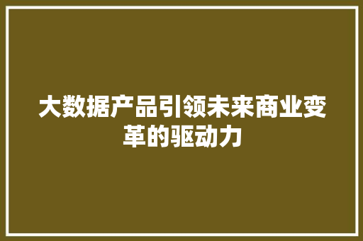 大数据产品引领未来商业变革的驱动力