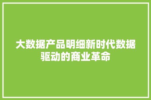 大数据产品明细新时代数据驱动的商业革命