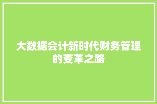 大数据会计新时代财务管理的变革之路