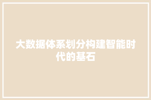 大数据体系划分构建智能时代的基石 大数据体系划分构建智能时代的基石