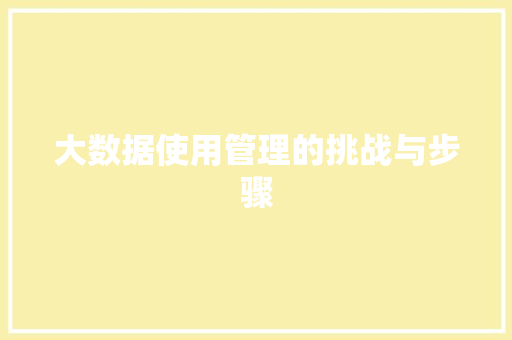 大数据使用管理的挑战与步骤