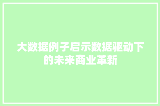 大数据例子启示数据驱动下的未来商业革新