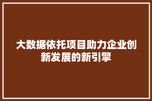 大数据依托项目助力企业创新发展的新引擎 操作系统 大数据依托项目助力企业创新发展的新引擎 操作系统