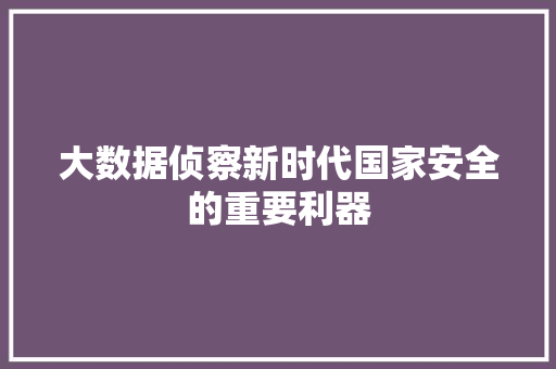 大数据侦察新时代国家安全的重要利器 操作系统